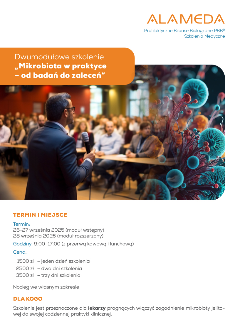 Dwumodułowe szkolenie „Mikrobiota w praktyce – od badań do zaleceń”